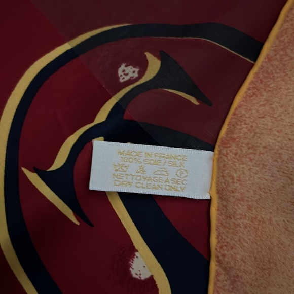 Cartier Paris Silk Scarf - Burgundy & Orange Double C Logo Print NIB - Picture 4 of 5